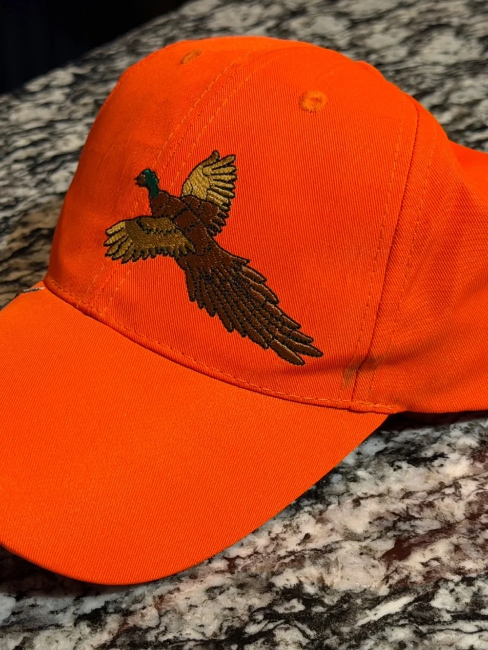 Vintage Embroidered Orange Hunting Cap Hat Strapback Adjustable NOS